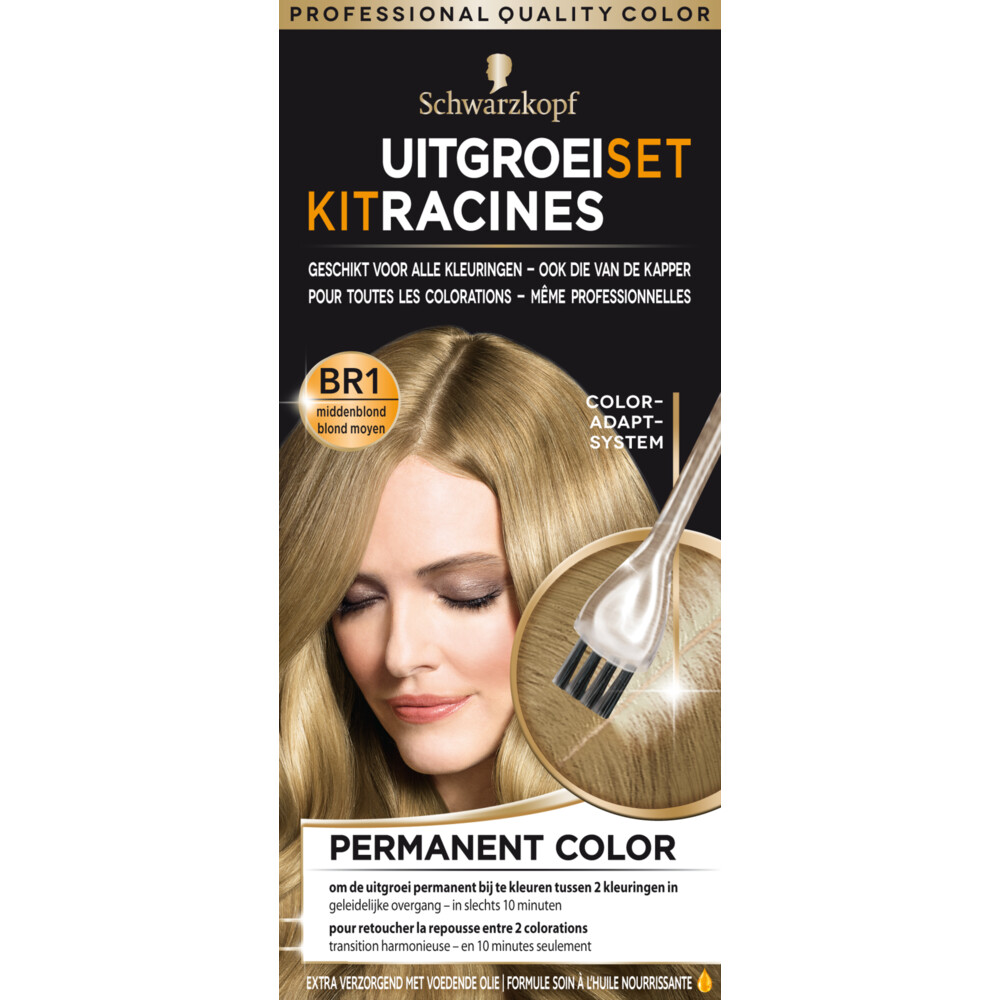 Schwarzkopf Uitgroeiset Haarverf Middenblond BR11 set