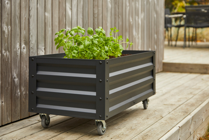 Højbed på hjul sort 80 x 45 x 40 cm - Garden