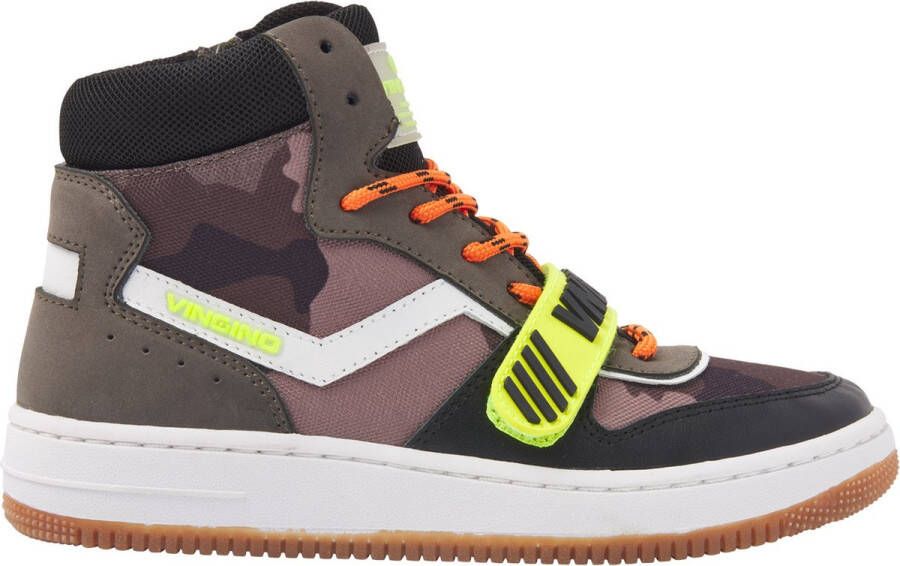Vingino Rens Mid Velcro Hoge sneakers Leren Sneaker Jongens Kids Groen