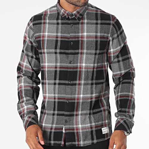 Chemise Manches Longues A Carreaux Craig Gris Chiné Noir