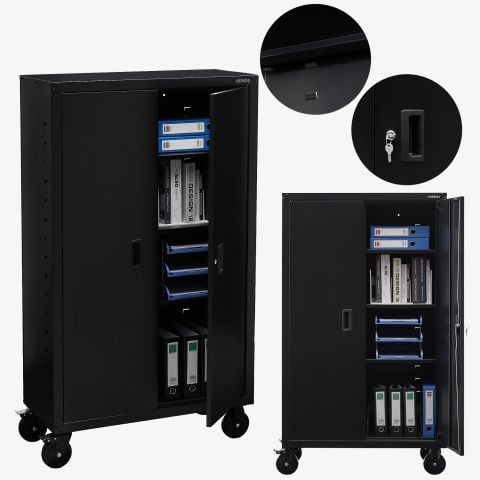 Aktenschrank_Garagenschrank 155 x 90 x 40 cm mit Rollen