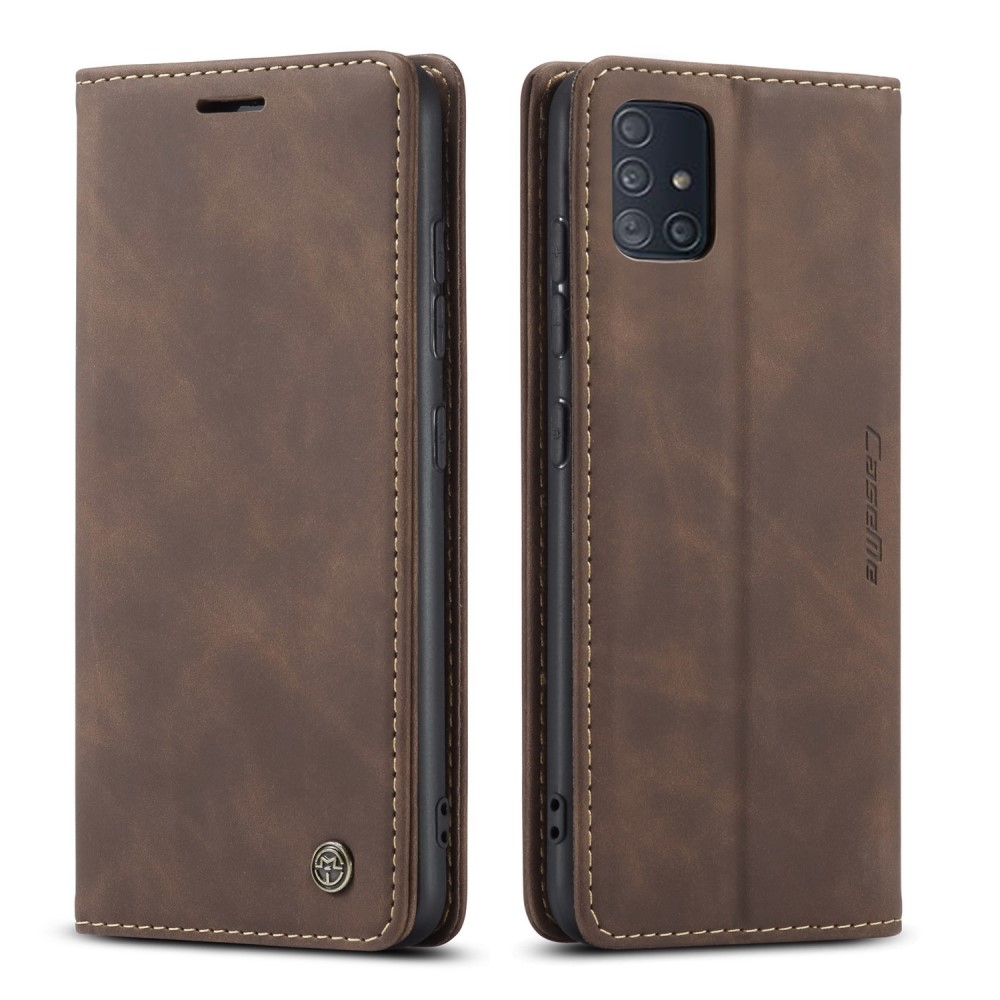 Samsung Galaxy A51 (2019) Leder Tasche Flip Wallet Etui mit Kartenfächern - Dunkelbraun