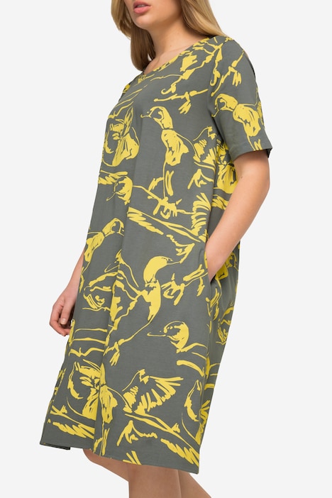 Jersey Kleid, Rundhals,  Halbarm, OEKO-TEX Made in Green