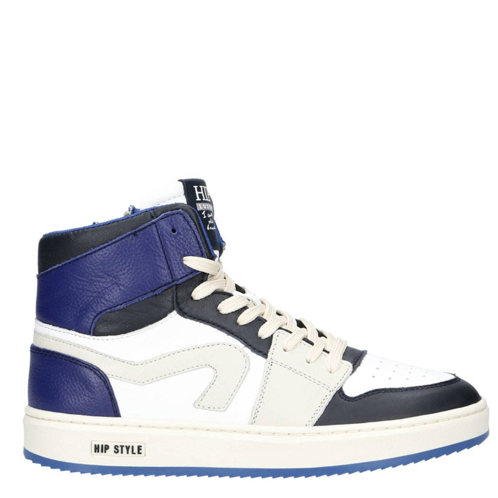 Hip leren sneakers blauw/wit/zwart