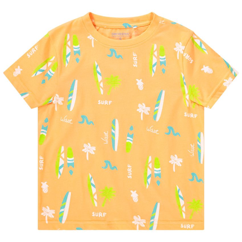 T-shirt manches courtes en jersey imprimé surf pour garçon - Multicolore