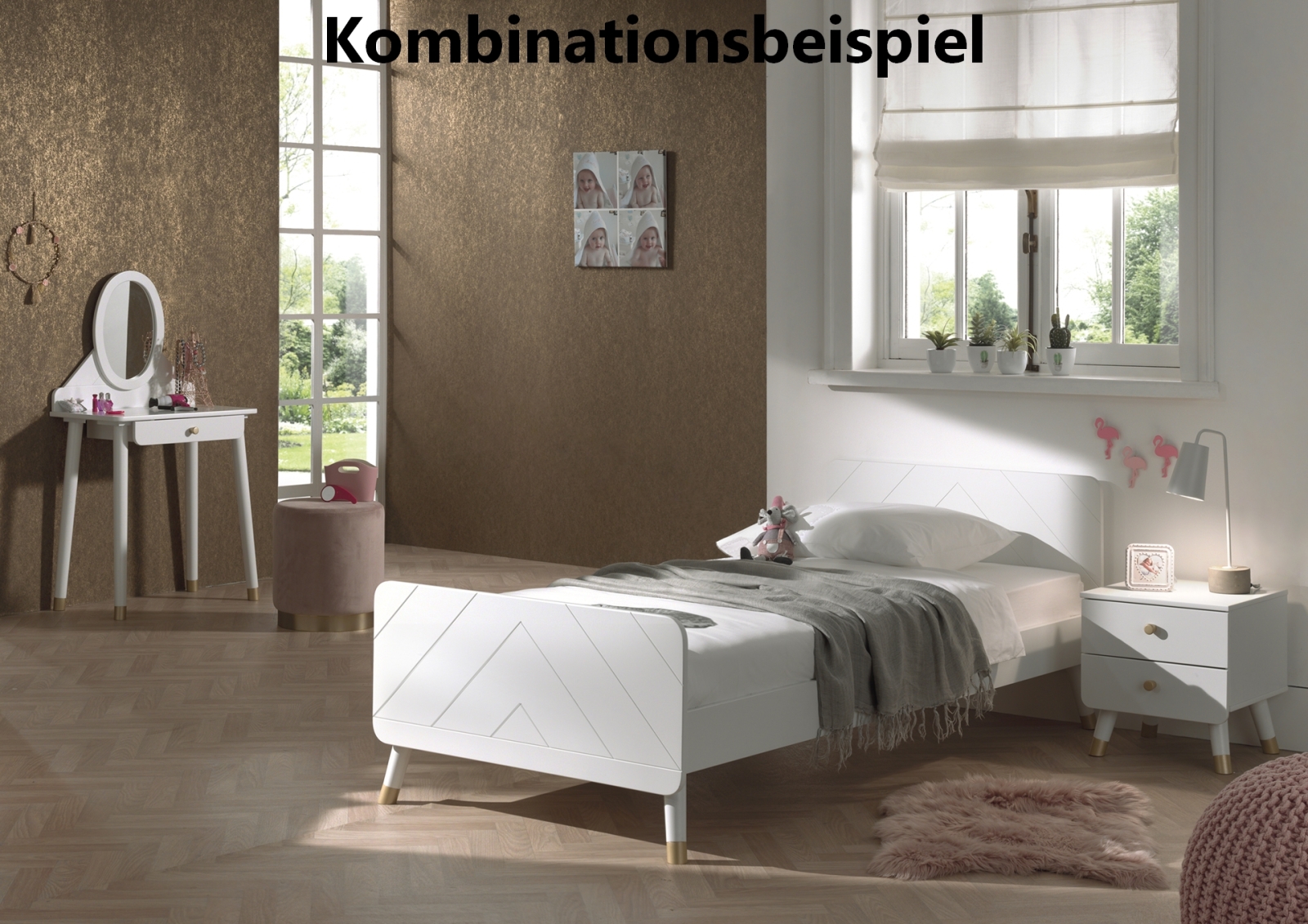 Kinder-Schminktisch BILLY - weiß satin - mit Spiegel