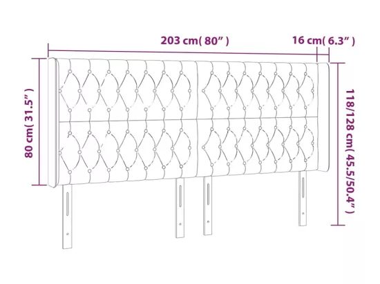 Tête de lit avec oreilles Taupe 203x16x118/128 cm Tissu