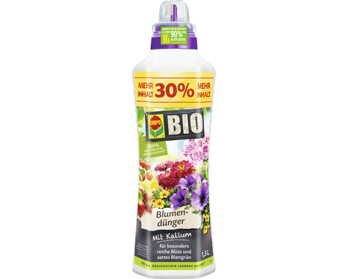 COMPO Biologische Bloemenmeststof 1,3 L Vloeibare Meststof met Kalium, Organische Meststof