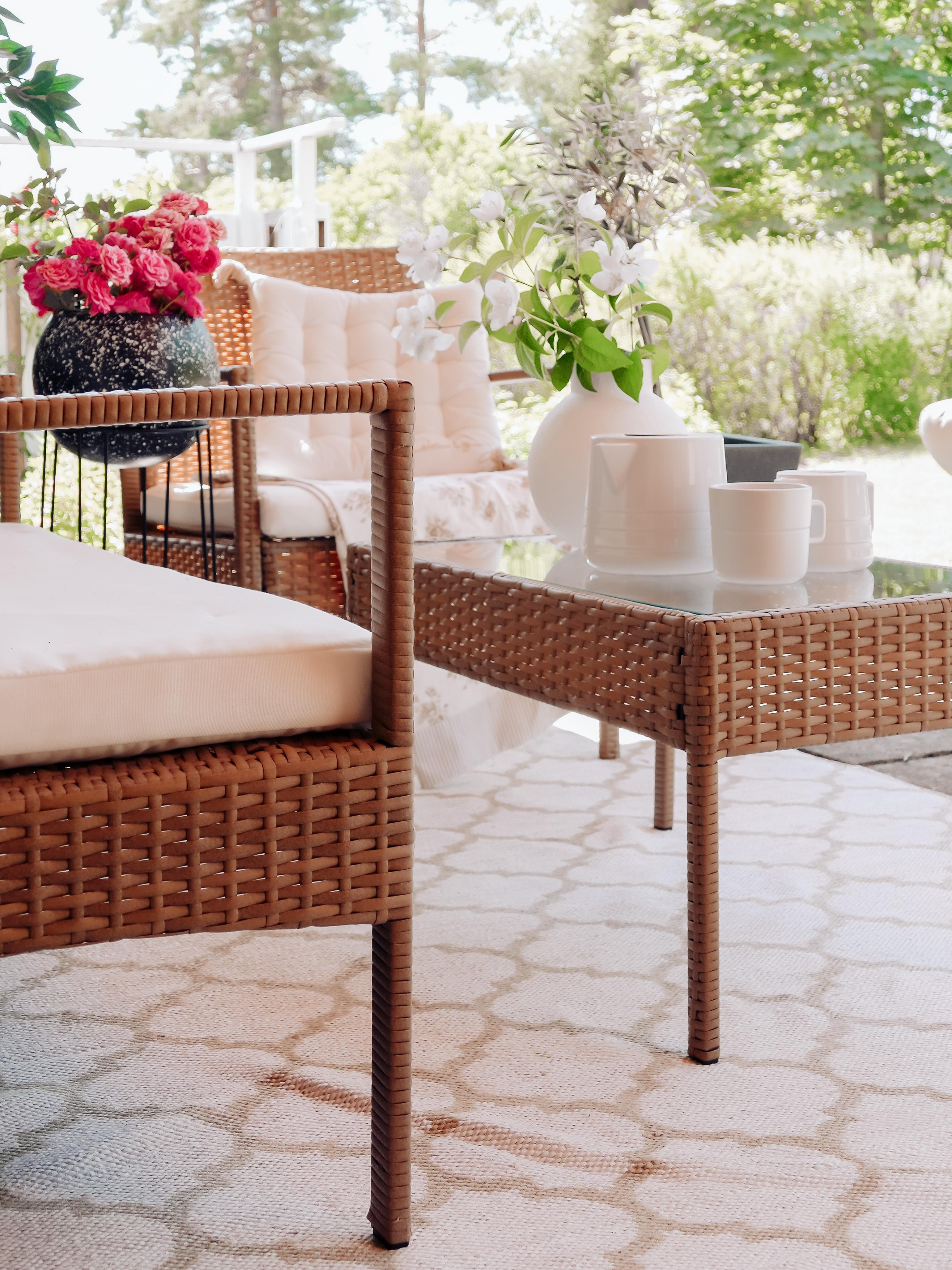 Loungeset 4-zits rotan lichtbruin/cremewit MARSALA