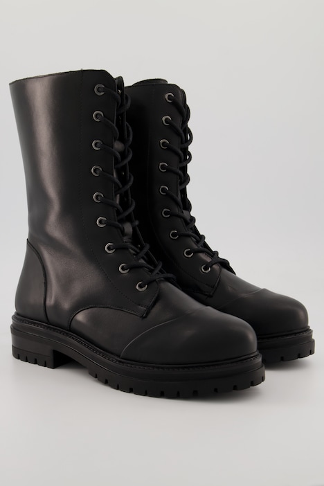 Leder-Schnürboots, Nappaleder, Neoprenferse, Weite H