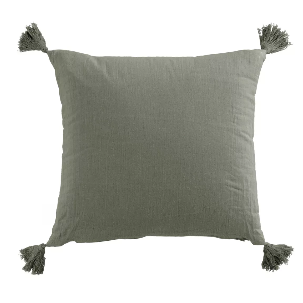 Coussin carré gaze de coton (40 x 40 cm) Gaïa Vert romarin