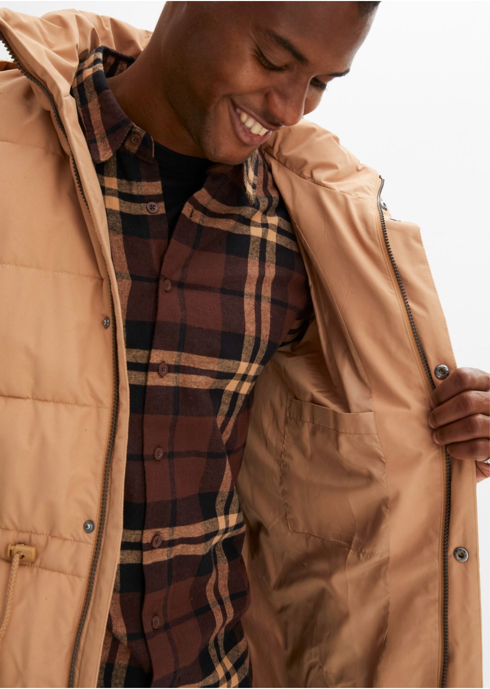 Veste matelassée avec capuche amovible et cordon coulissant en polyester recyclé