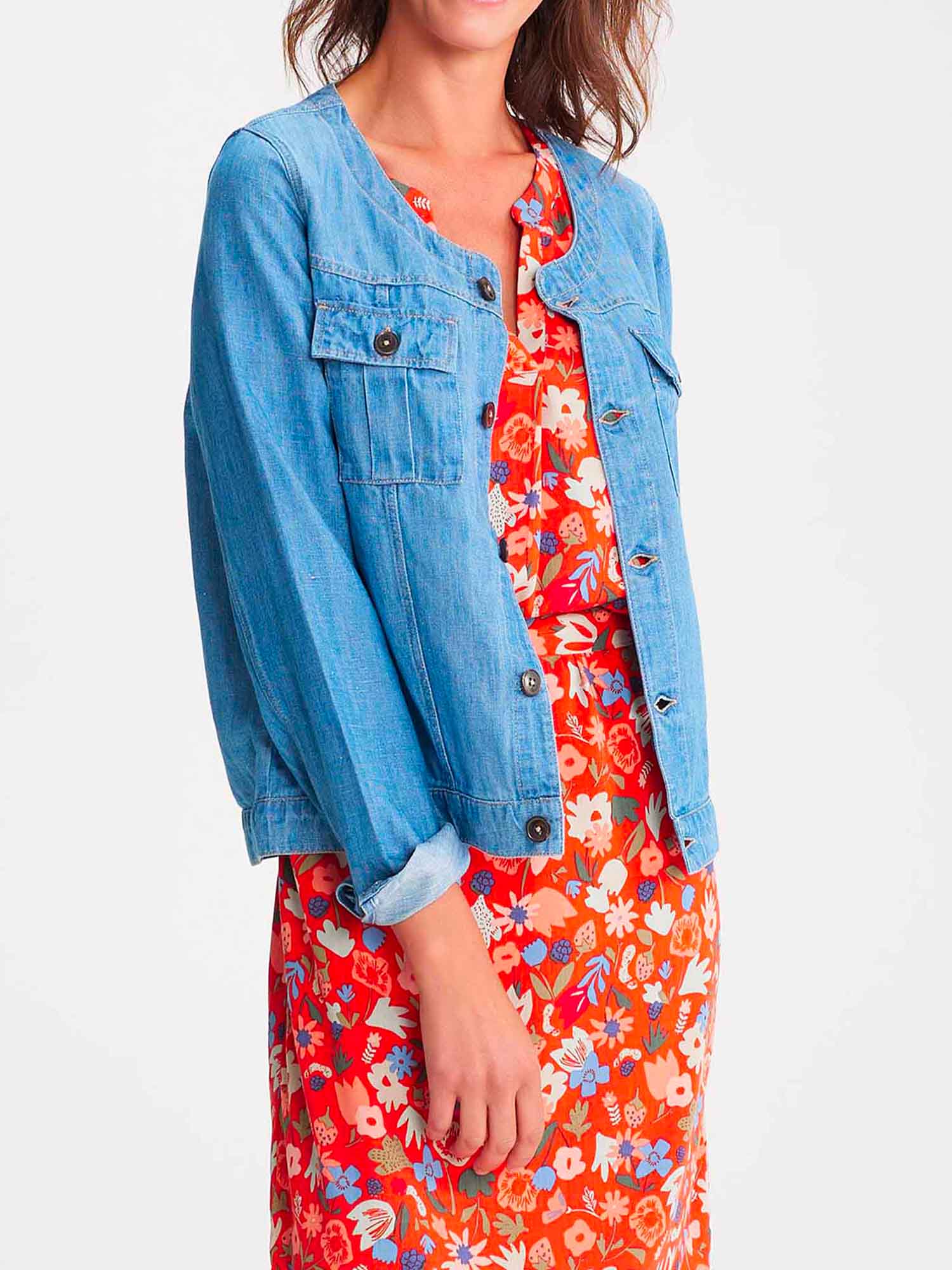 Veste Femme En Jean En Lin Bleu