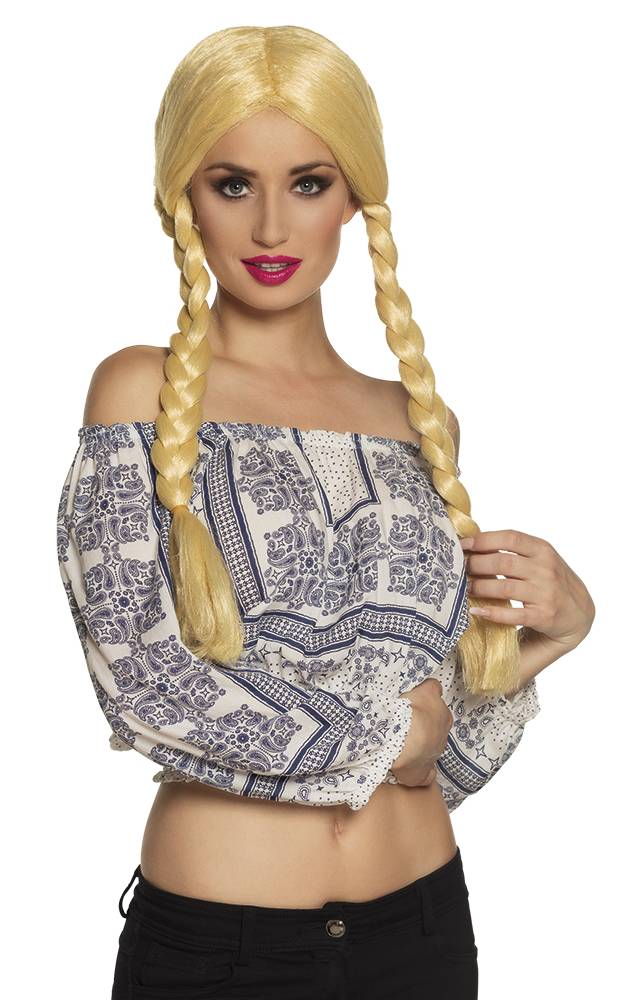 Blonde Pruik met Vlechten