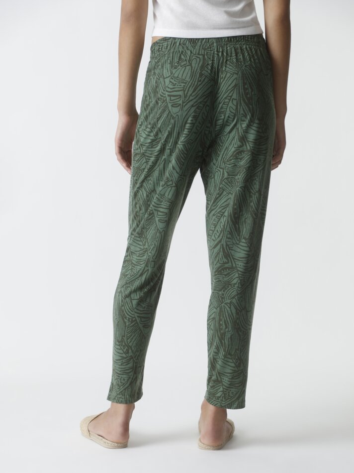 Calças fluidas com amarração - Verde Grama