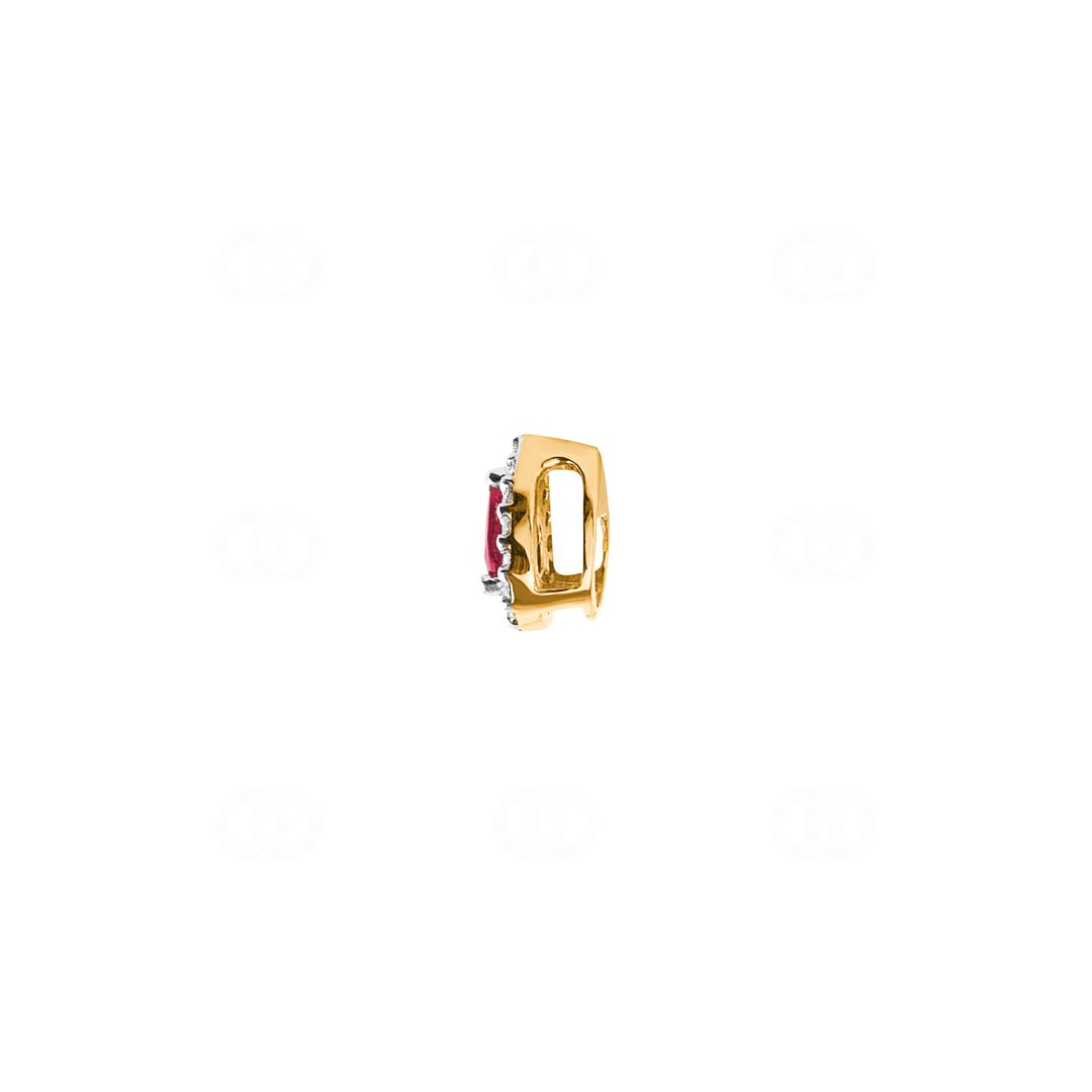 Anhänger 750/18 K Gelbgold mit Rubin Tropfen und Diamanten 0.03 ct H/si