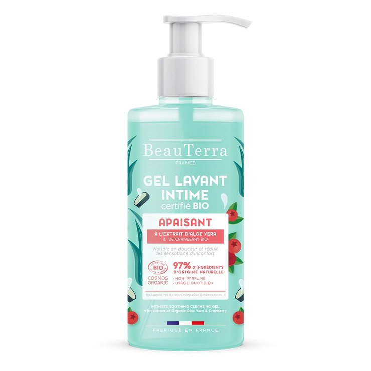 Gel Nettoyant Intime Apaisant 500ml Aloe Vera et Cranberry Bio Beauterra