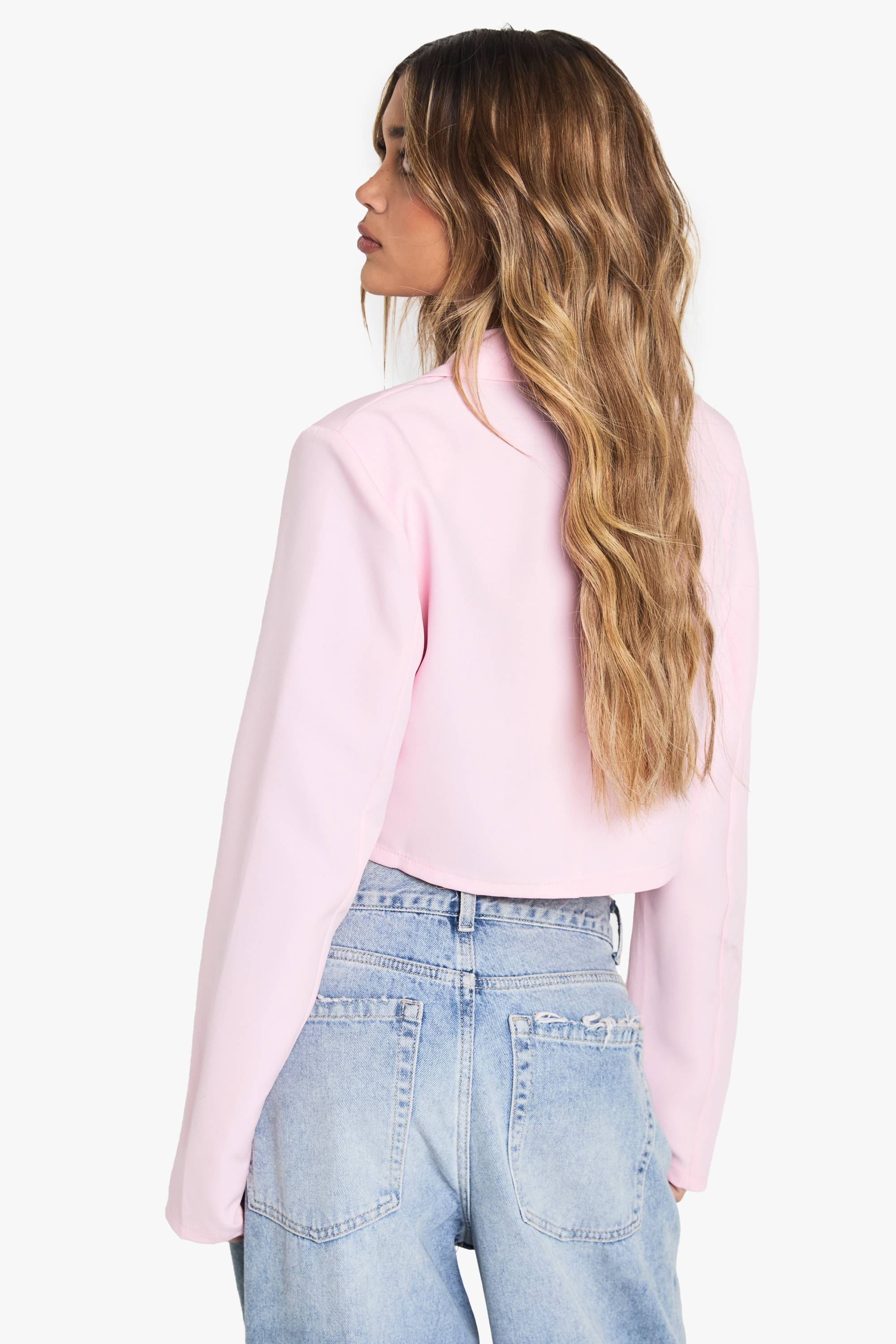 boohoo Blazer court décontracté en tissu tissé