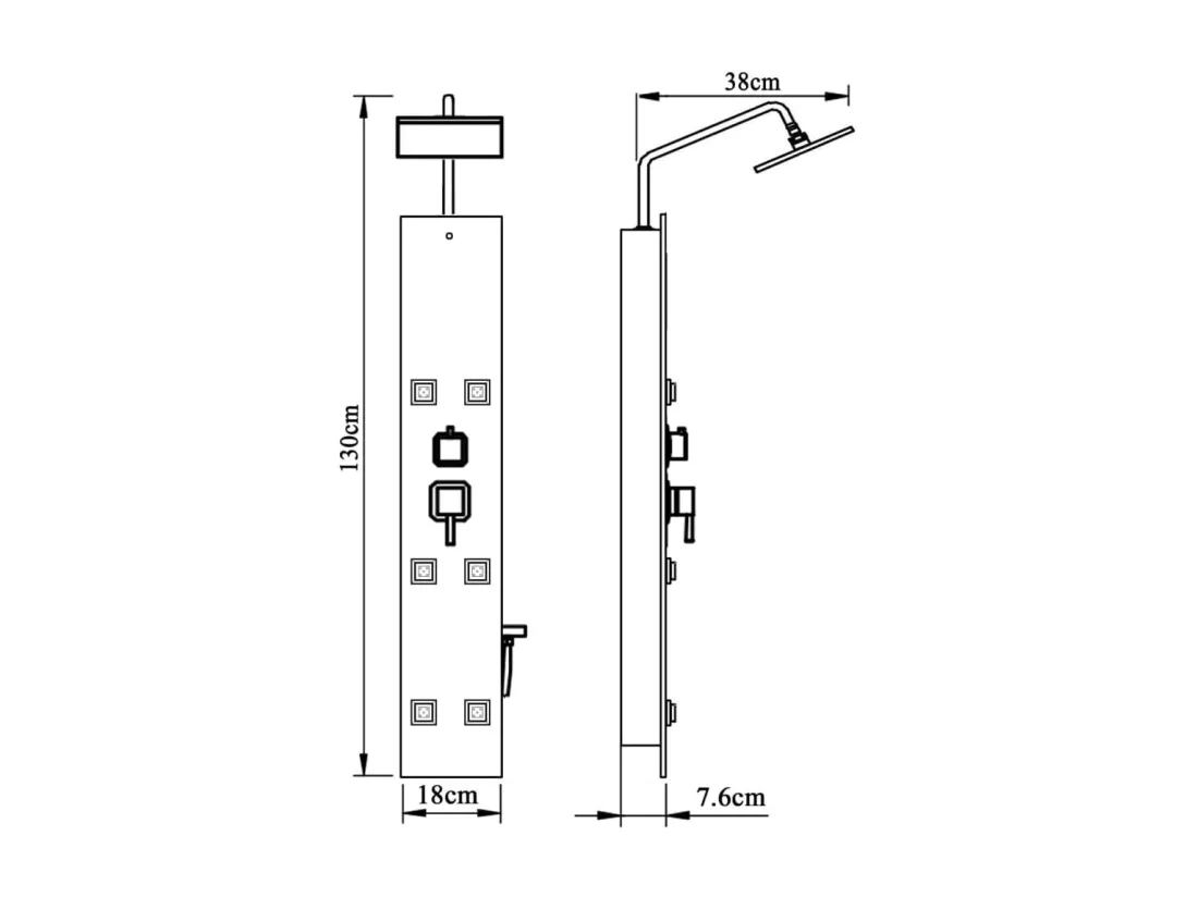 Panneau de douche pomme argenté 18 x 45.5 x 130 cm 02_0003433