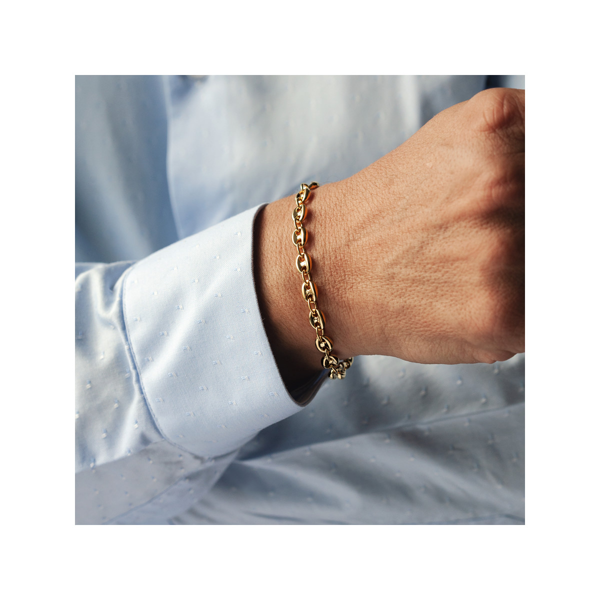Bracelet plaqué or maille grain de café 21 cm