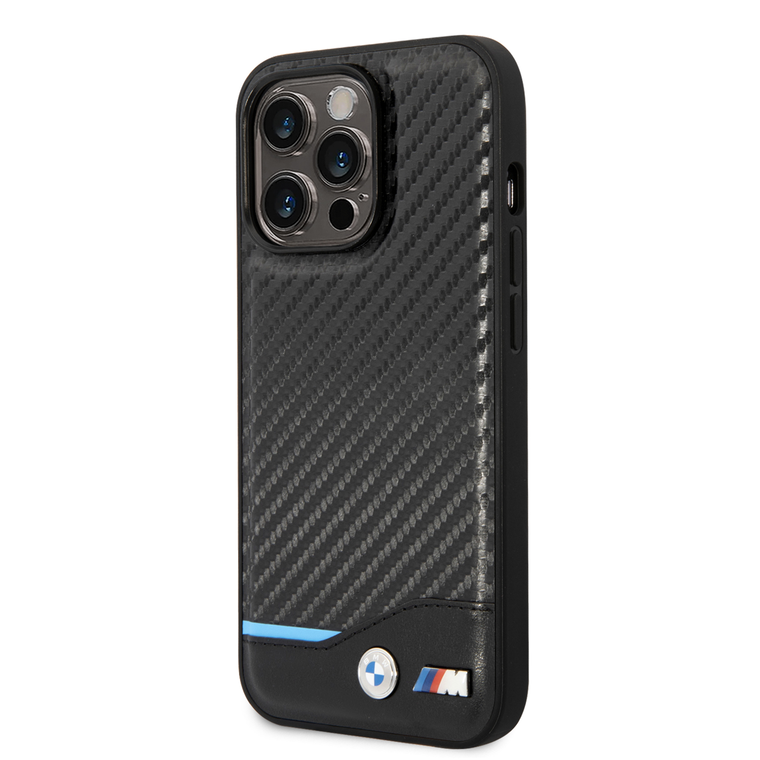 iPhone 14 Pro Leder Hardcase M Hülle Triangles (BMHCP14L22NBCK) - Schwarz