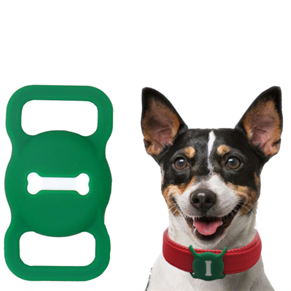 Apple AirTag Silikon Case Hülle Halsband Halterung für Haustiere im Knochen Design (Hund / Katze) - Rot