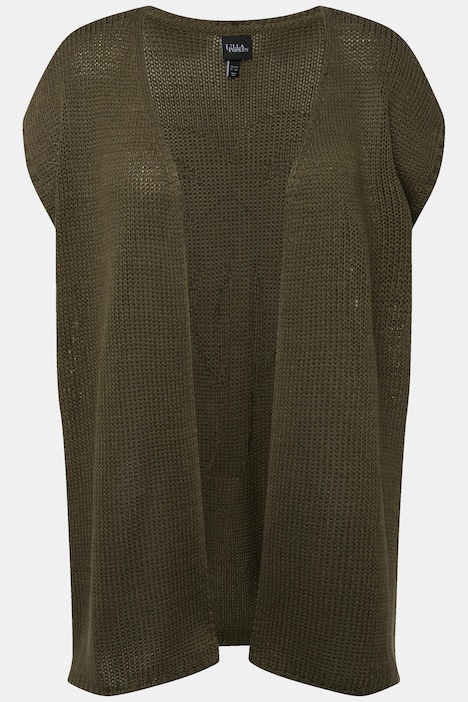Strickweste, Palme, oversized, offene Form, ärmellos