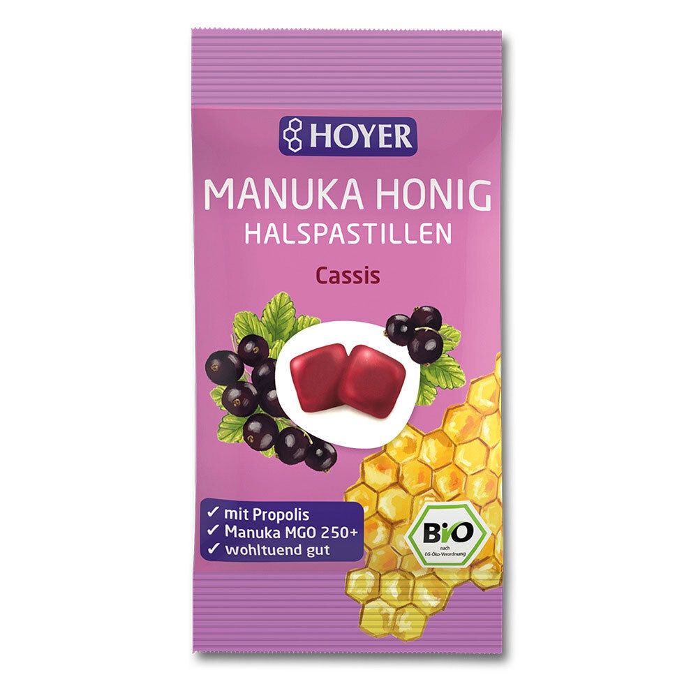 HOYER MANUKA HONIG Halspastillen Cassis