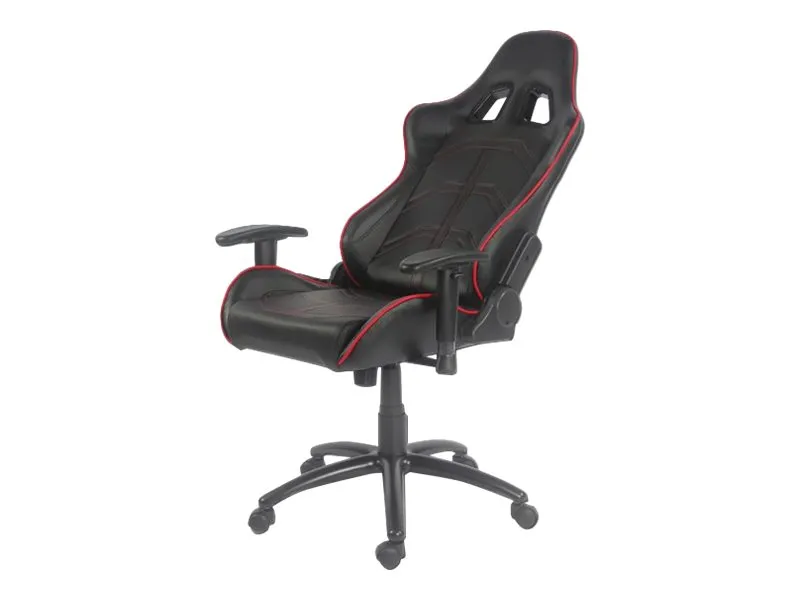 LC Power LC-GC-1 - Stol - ergonomisk - armstøtter - T-formet - drejeled - plastik, metal, PU-behandlet læder - sort/ rød