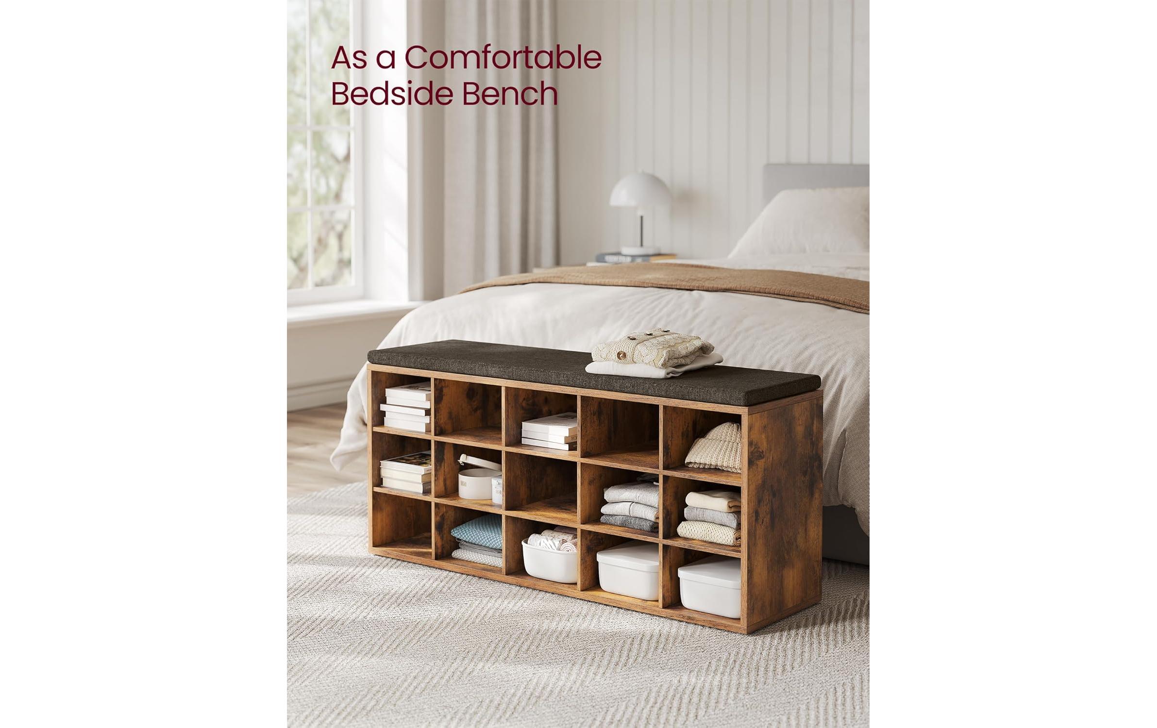 Schuhschrank Industrial 105 x 48 cm, Braun<br>Schuhregal mit Sitzfläche