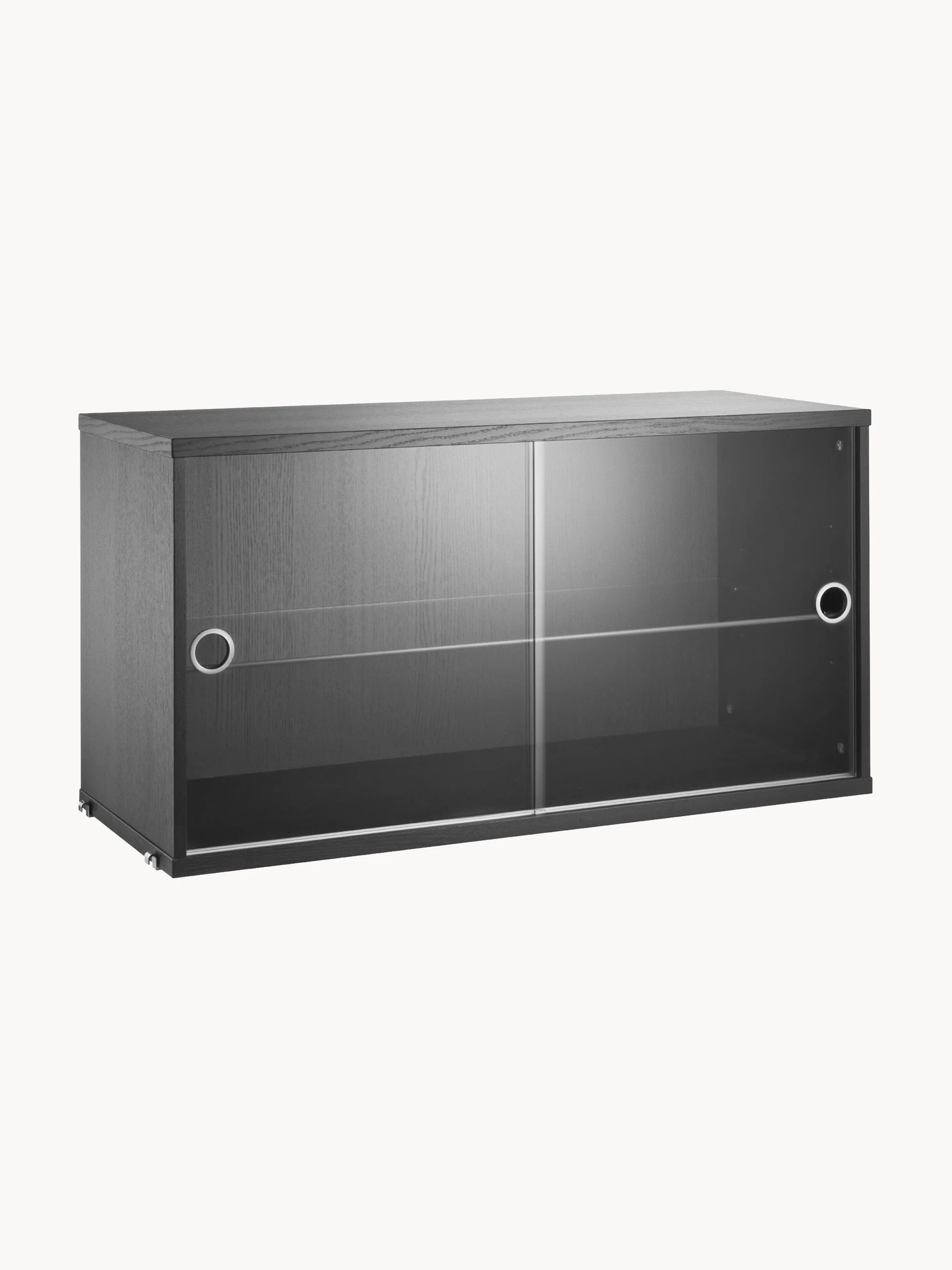 Displaykast String System met draaideuren van glas, B 78 x D 30 cm