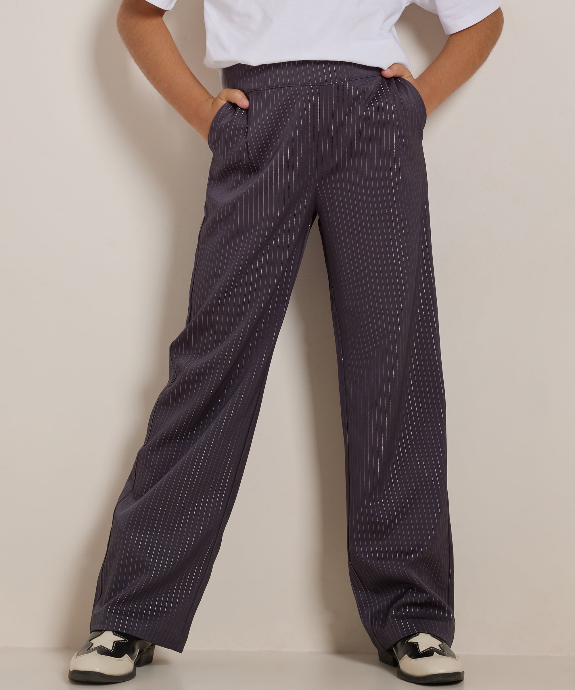 wide fit broek glitterstrepen
