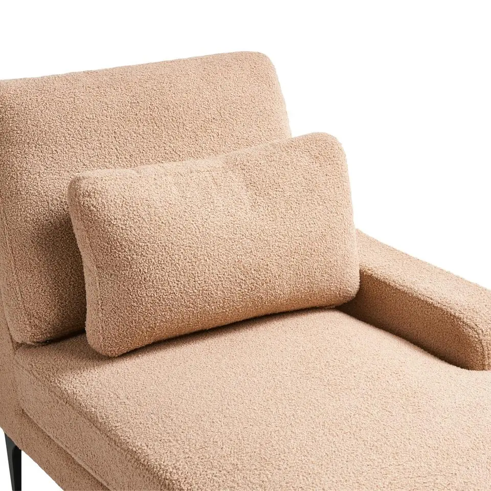 EWRON - Chaise longue - Zandbeige - Linkszijdig - Bouclé