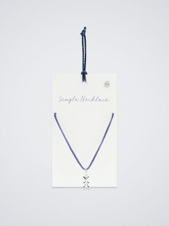 Colar com pingente e zircônia cúbica - Azul Marinho
