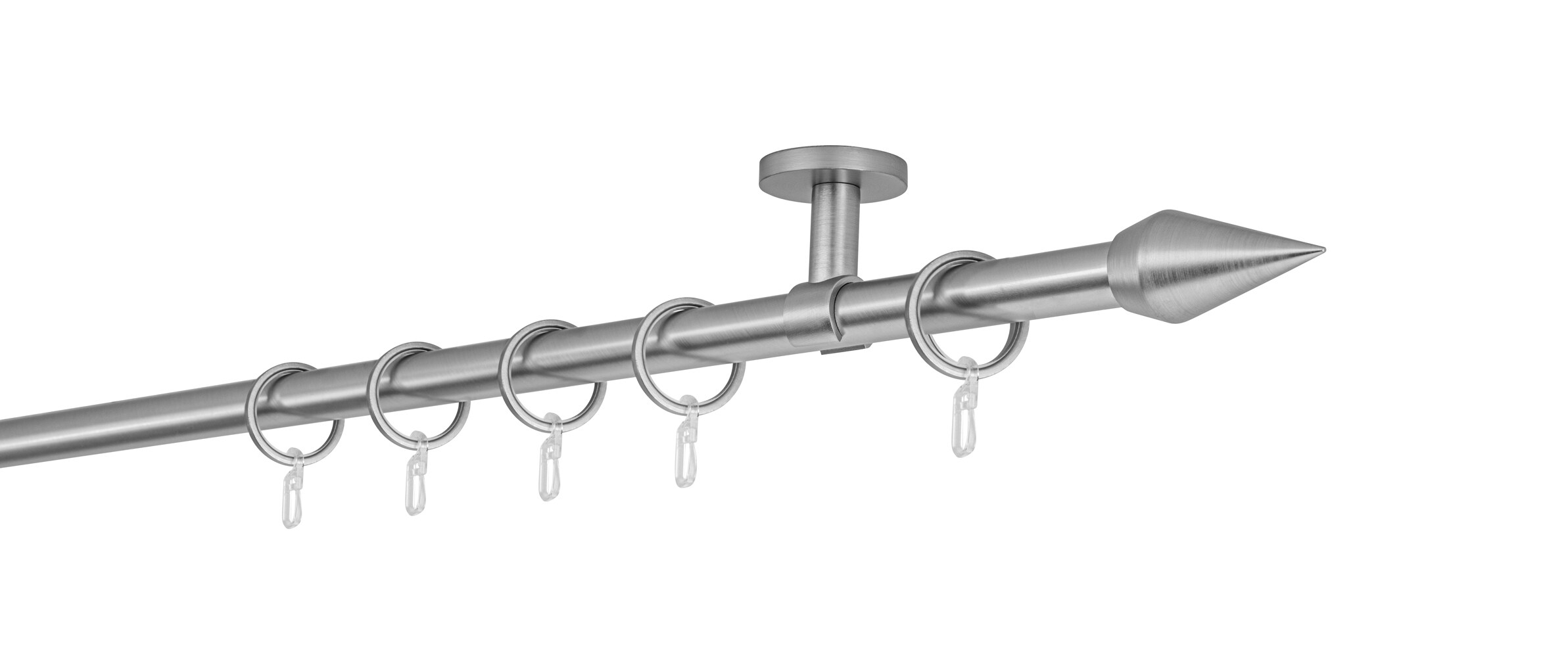 20mm,1-läufig,Rohr,Deckenträger classic,Endstück point Größe: 100cm, Farbvariante: Edelstahl-Optik