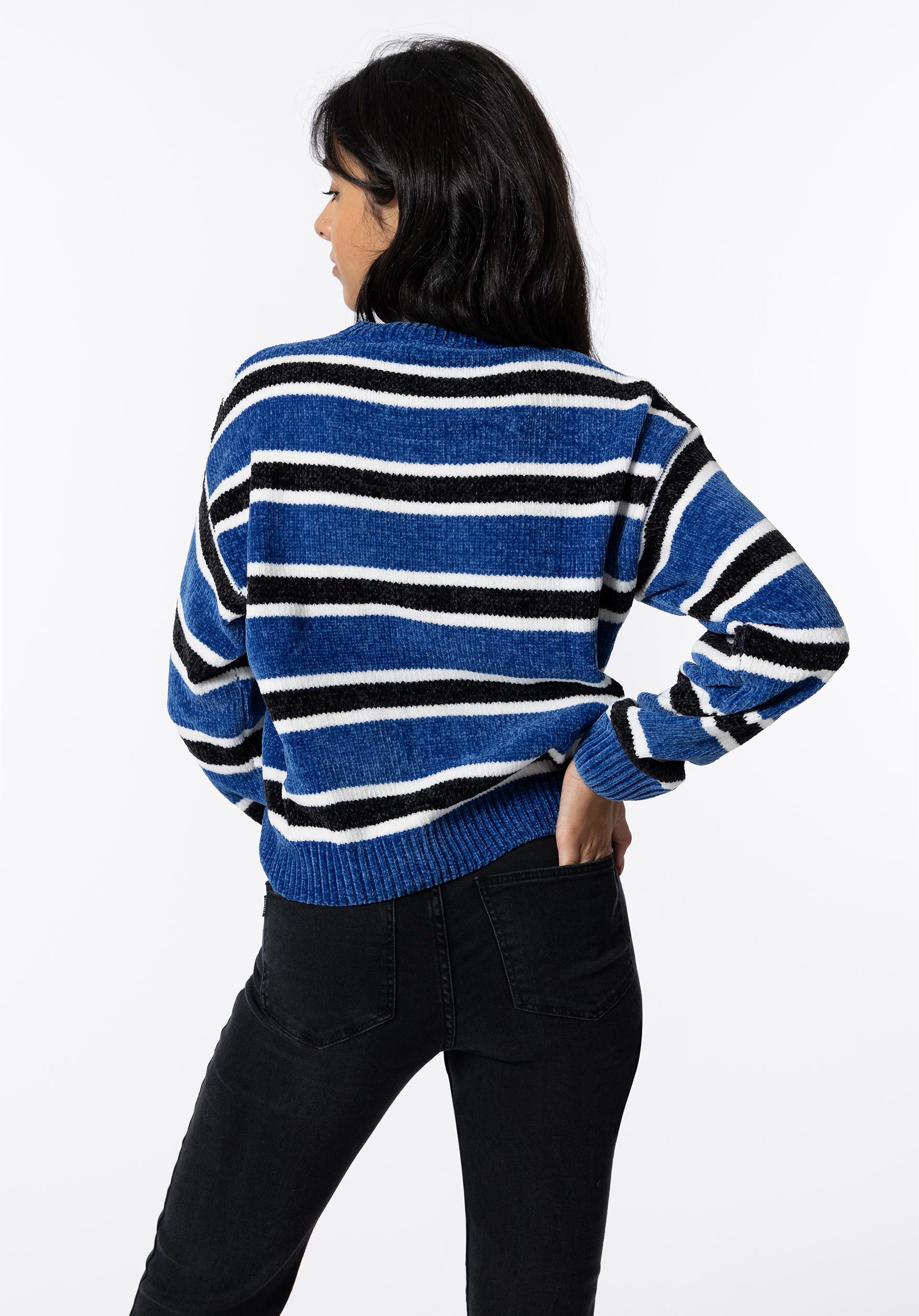 Camisola de Malha Chenille às Riscas