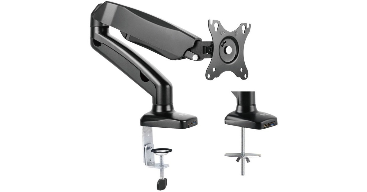 ACT ConnectivityMonitorarm office met gasveer, 1 scherm  (Zwart)