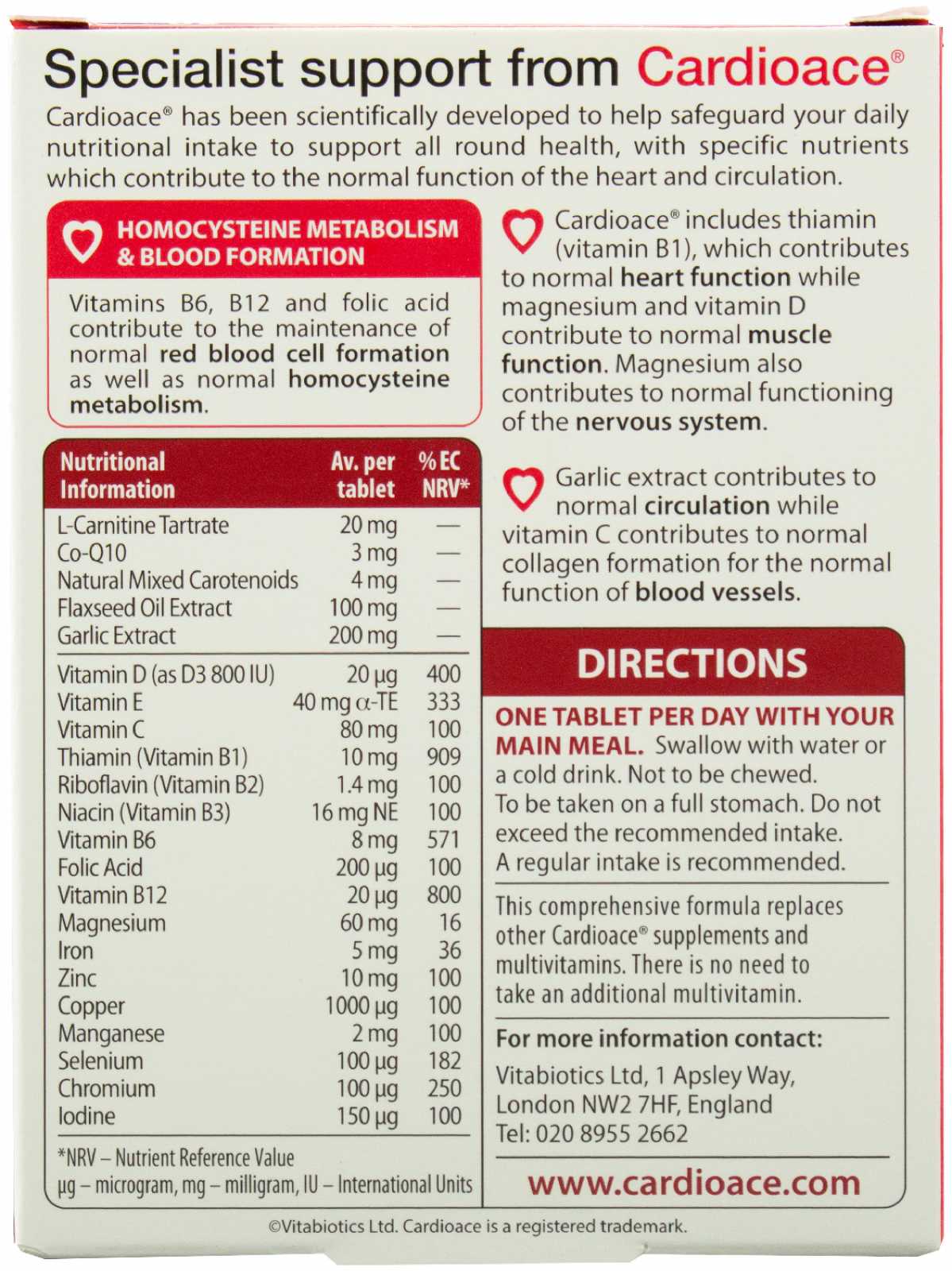 Vitabiotics Cardioace 30 comprimidos