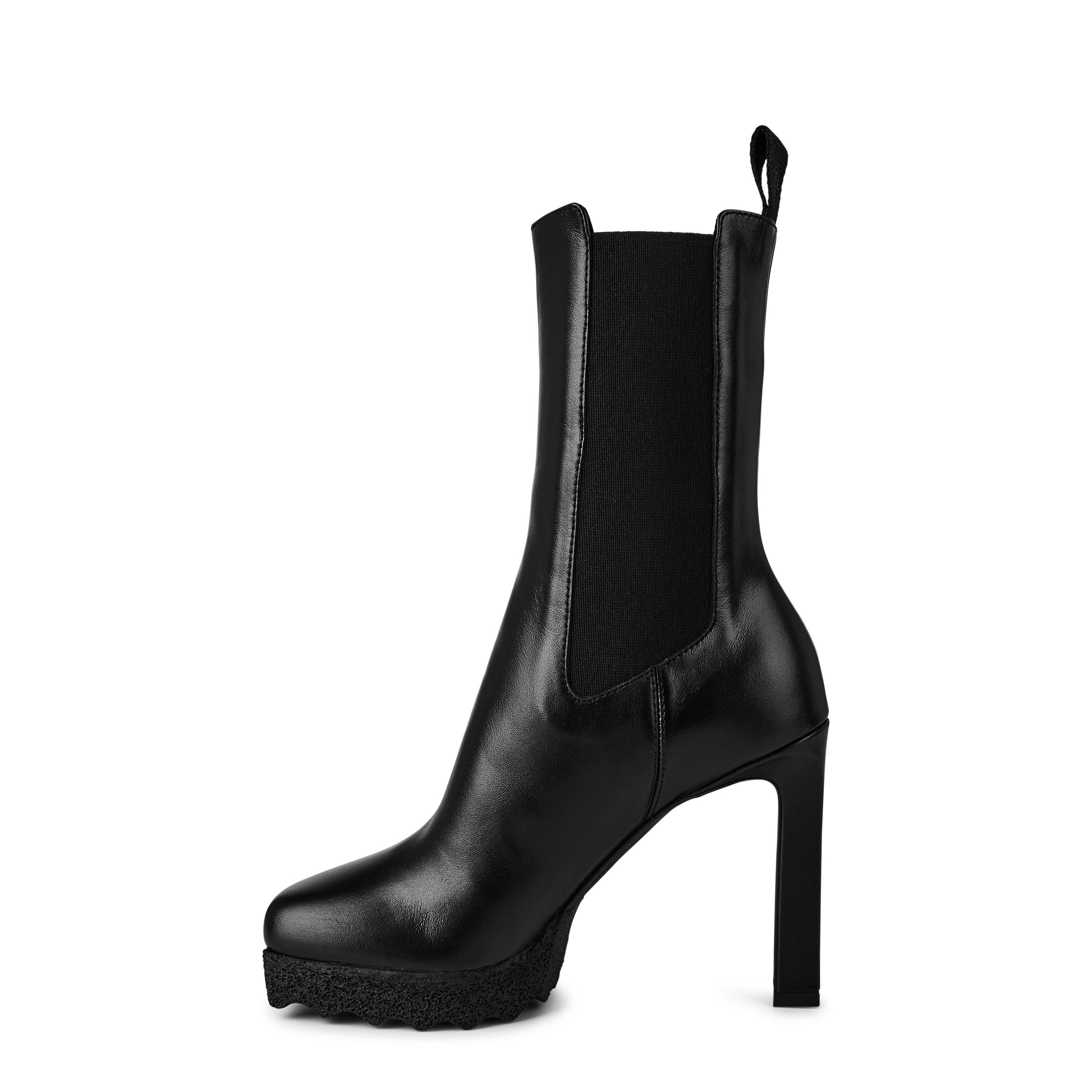 Off White Calf Leather Sponge Heel Boots