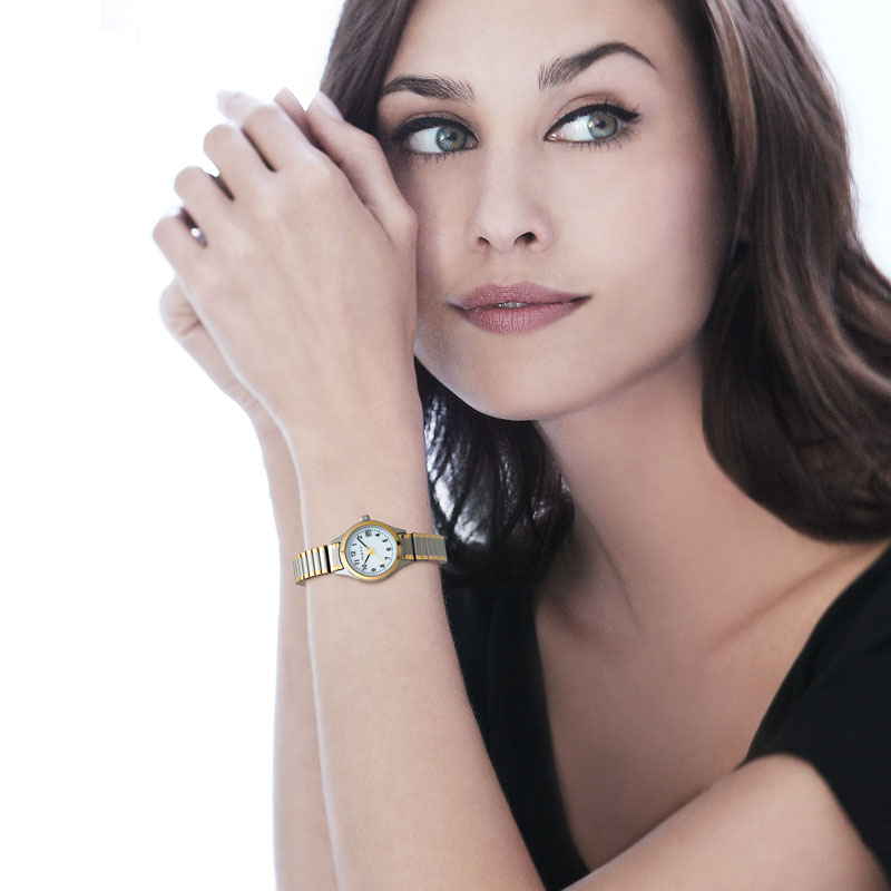 Montre femme bracelet acier bicolore