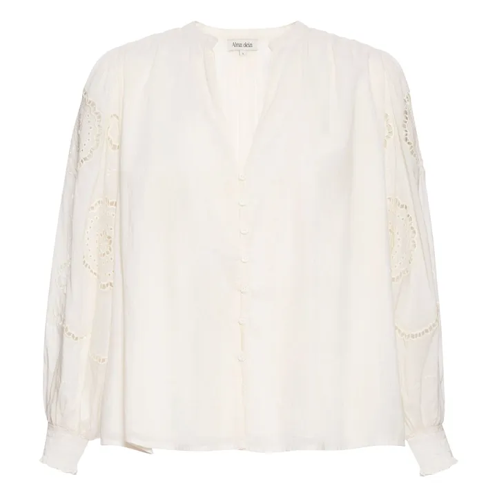 Alma Deia Blouse Brodée en Coton Bio | Blanc cassé