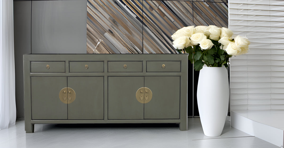 Fine Asianliving Chinees Dressoir Olijf Grijs