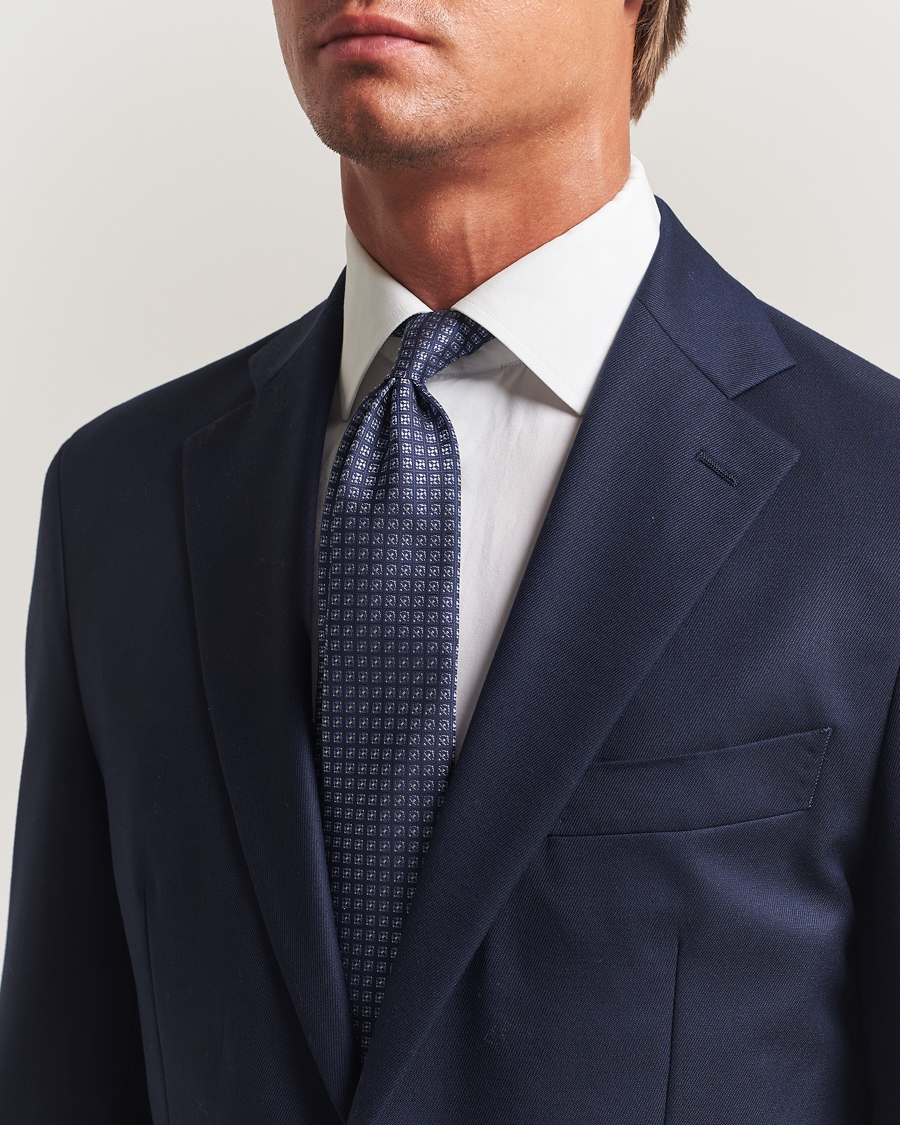 Canali Jacquard Silk Tie Navy/Blue