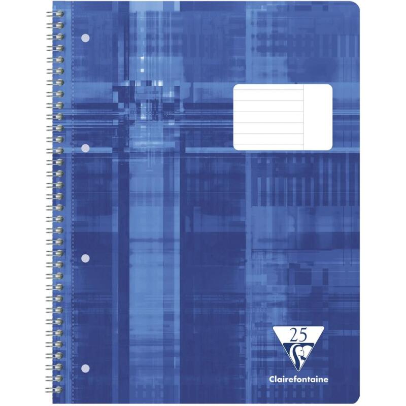 Cahier reliure intégrale A4+ 160 pages détachables perforées 4 trous ligné + marge pleine à droite - Bleu