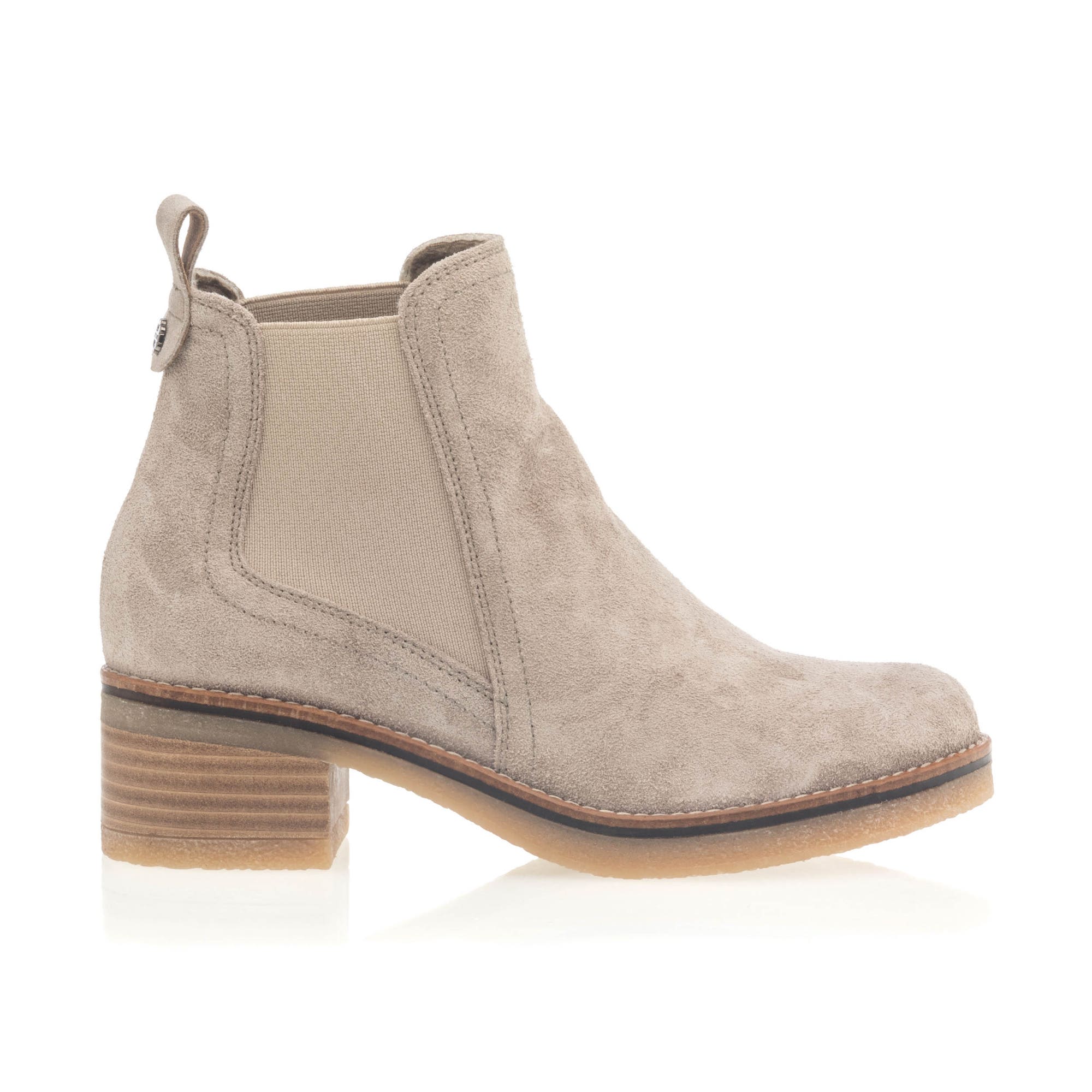 Boots à talon Femme en cuir beige