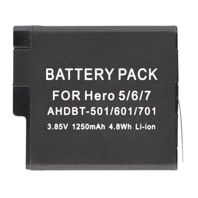 Batteri til GoPro Hero 7 6 5 3,85V 1250mAh AHDBT-501 601 701 erstatningsbatteri