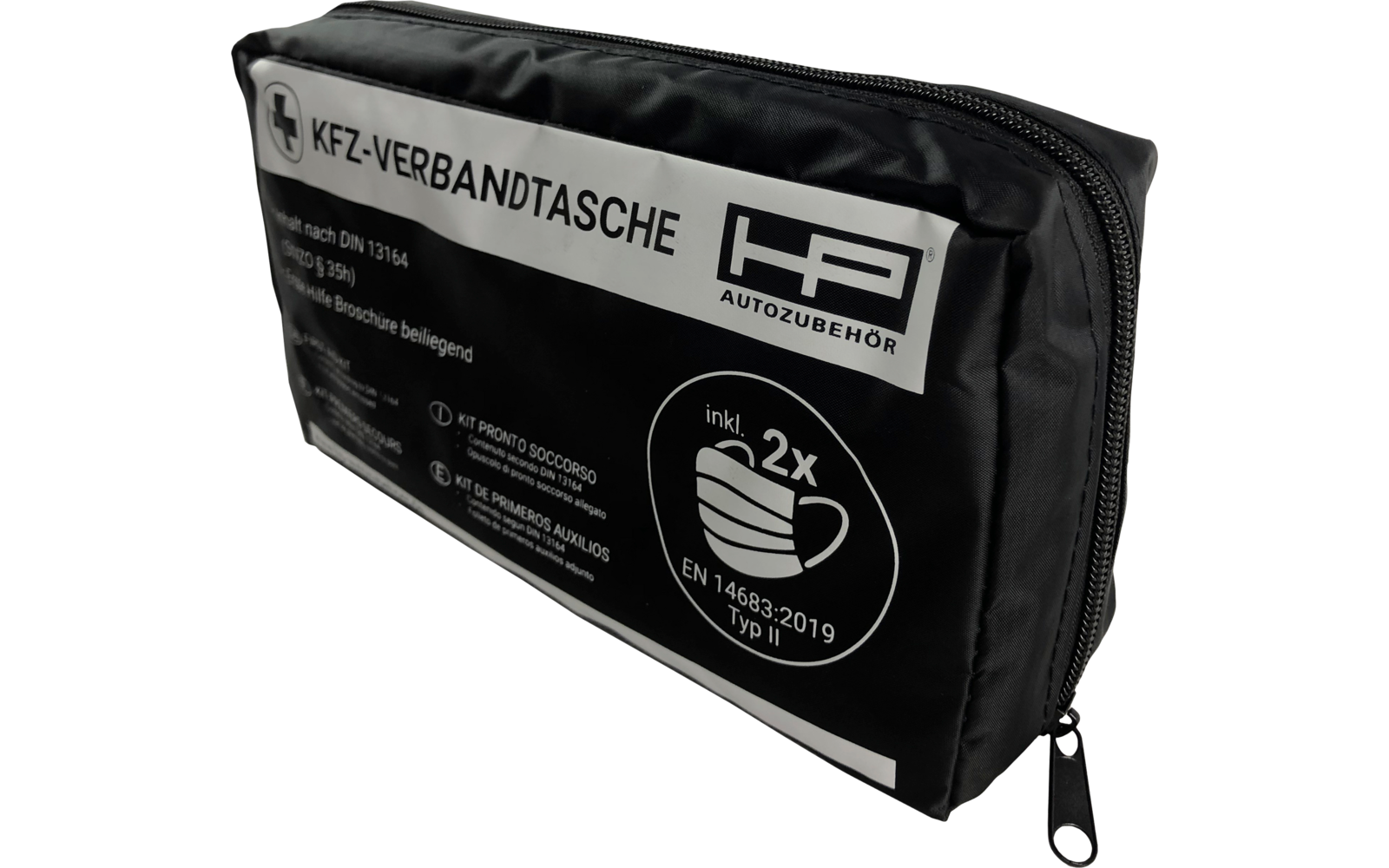 HP Autozubehör KFZ Verbandtasche inklusive 2x Mund- und Nasenschutz Schwarz