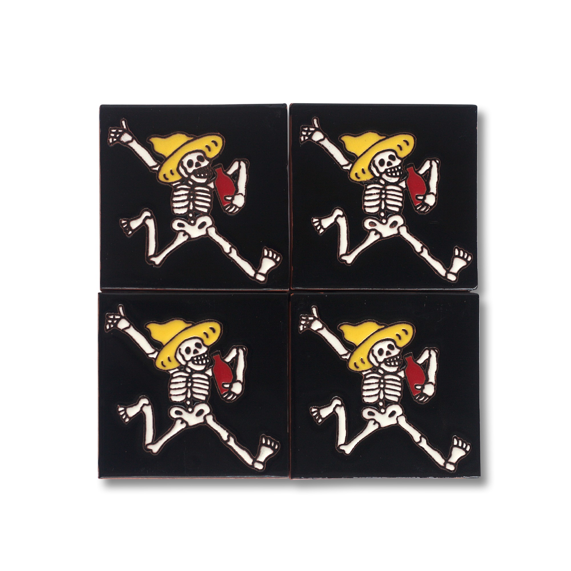 Reliefkachel 'Beodo', schwarz, multicolor, T 10 cm, B 10 cm, H 0,5 cm von fischer's lagerhaus