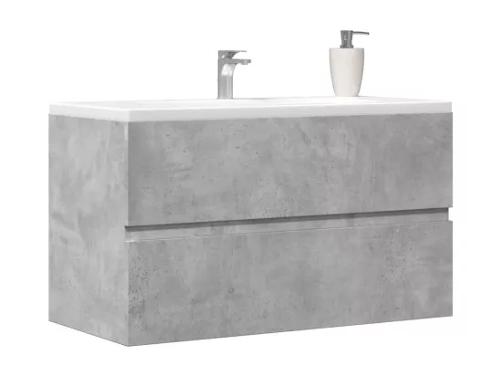 Armoire de salle de bain suspendue gris béton bois d'ingénierie