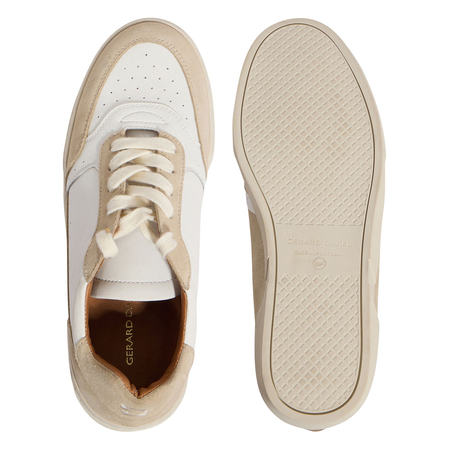 NINA - Baskets basses en cuir velours | Beige
